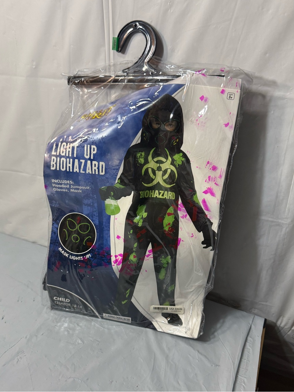 Halloween costume light up biohazard boys size 12-14